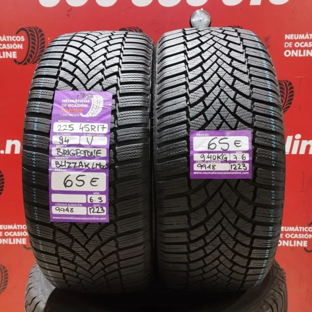 2x 225 45 R17 94V BRIDGESTONE BLIZZAK LM005 M+S* 6.3/7.6mm REF:9948