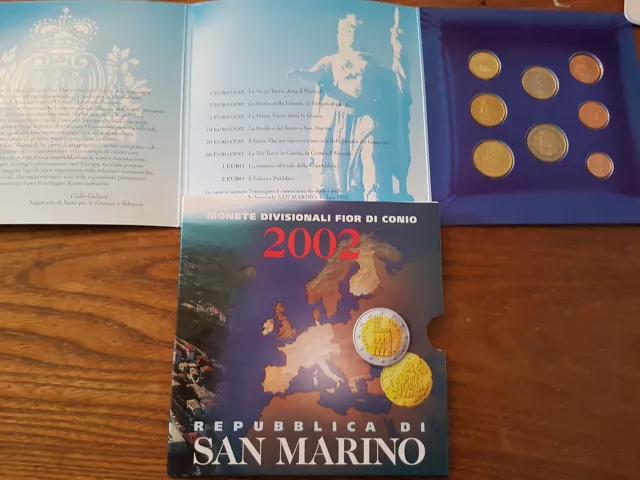 San Marino folder divisionale ufficiale 2002 8 monete euro fdc