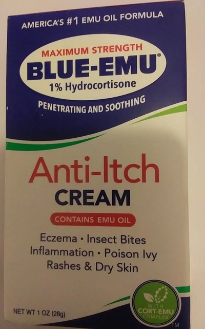 BLUE-EMU Anti-itch Cream contains Emu Oil 1oz