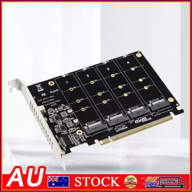 4 Port M.2 NVME SSD To PCIE X16 Hard Drive Converter LED Indicator Adapter Card