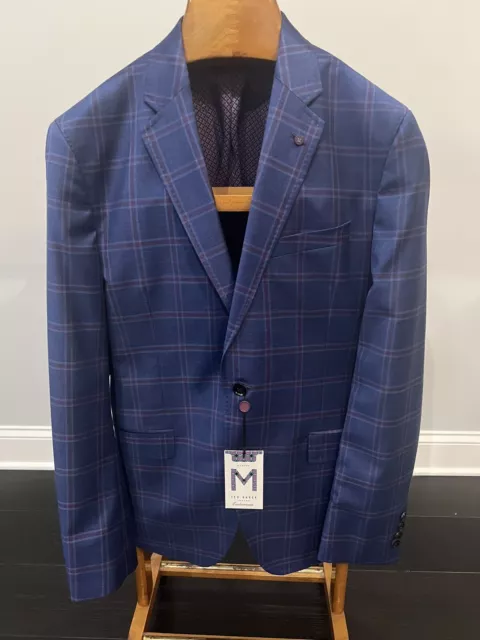 NWOT Mens Ted Baker Trim-fit Sport Coat, 42R, Blue/Lavender Window-pane, $745.00