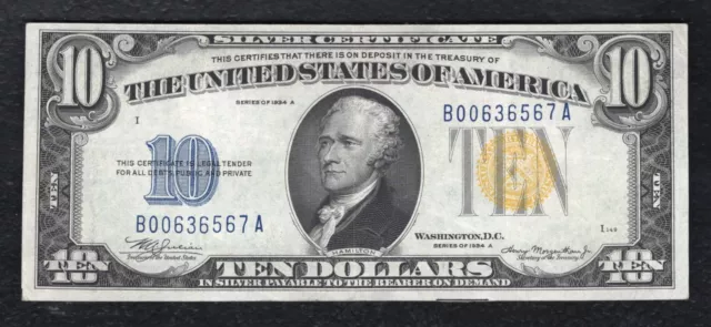 Fr. 2309 1934-A $10 Ten Dollars “North Africa” Silver Certificate About Unc (D)