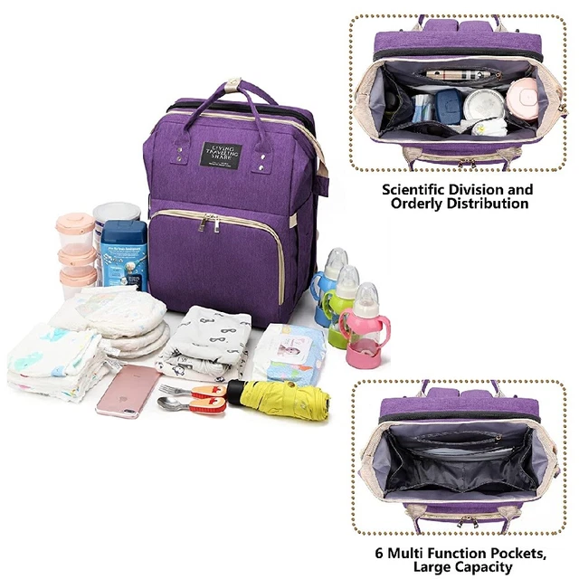 3 In 1 Baby Diaper Bag With 28" Changing Station Portable Mommy Bag Baby Travel