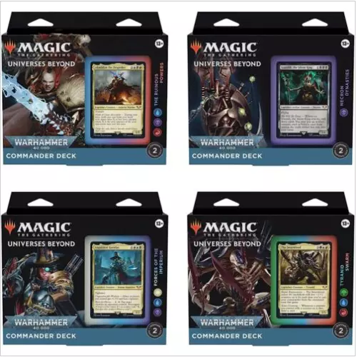 Warhammer 40K Commander Deck Set Display - Universes Beyond MTG - All 4 Decks