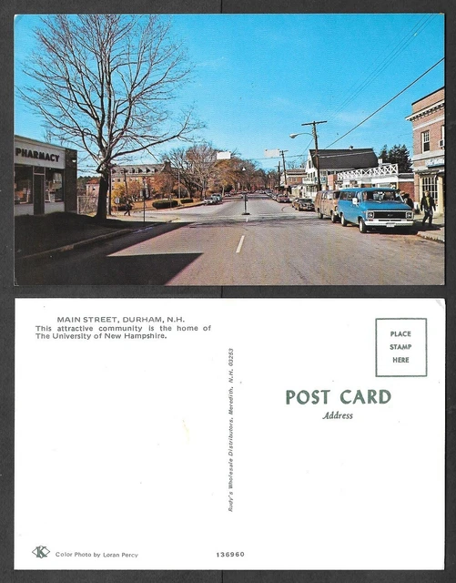Old New Hampshire Postcard - Durham - Main Street Scene