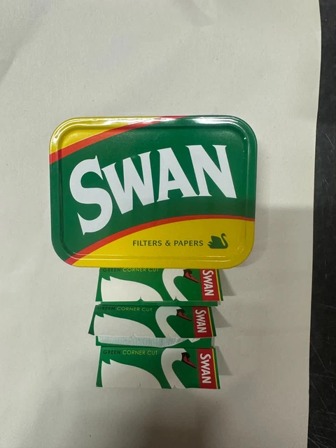SWAN VESTA TOBACCO Tin 2 oz Metal Green Yellow & 1 x Free Rizla Papers NEW  £6.19