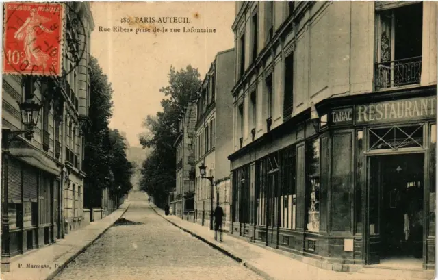CPA PARIS 16e AUTEUIL Rue Ribera Prise de la rue Lafontaine P Marmuse (479934)