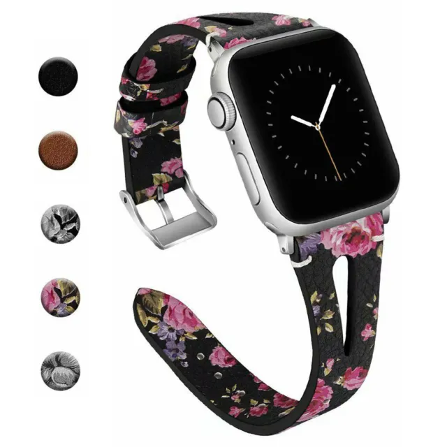 38mm-44mm Slim Leather Band Strap For Apple Watch iWatch Series 7 SE 6 5 4 3 2