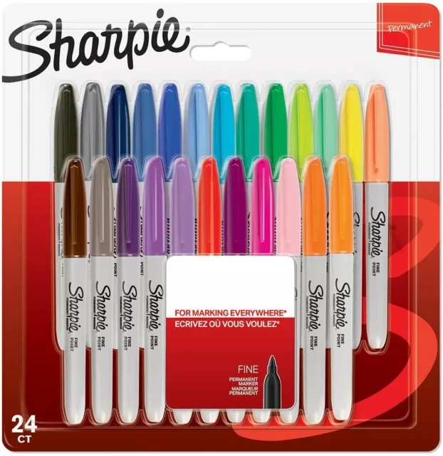 Sharpie Permanent Marker Stifte mit feiner Spitze 24 ver. Farben Permanentmarker