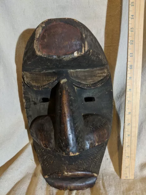 Bold Mask with Very Prominent Nose — Authentic Carved African Wood Art