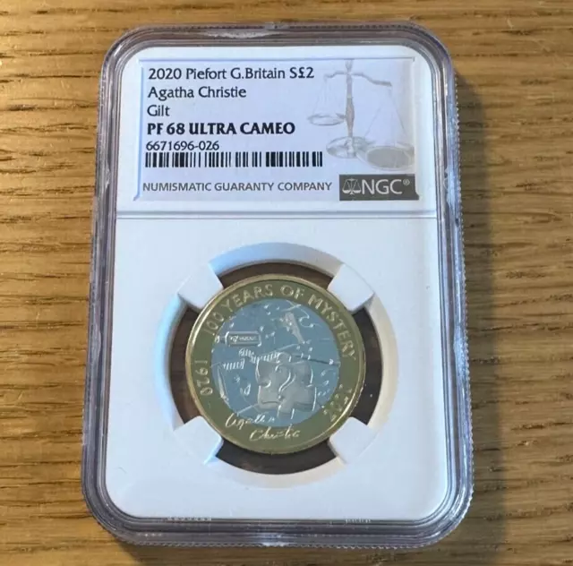 2020 Agatha Christie Piedfort £2 Coin Silver Proof NGC Graded PF68 Ultra Cameo