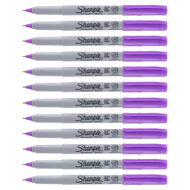 Sharpie Rotulador Permanente, Ultra Punta Fina, Ultra Violeta, 12-Count