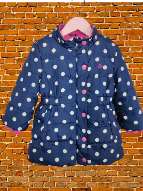 Baby Girl Jojo Maman Bebe Age 18-24 Months Navy Polka Dot Coat Jacket Kids 92Cm
