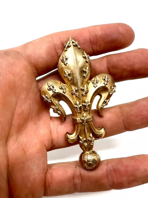 Grande Broche & Grelot Fleurs de Lys Doré XIX EME Bijoux Antique Jewelry 19 th