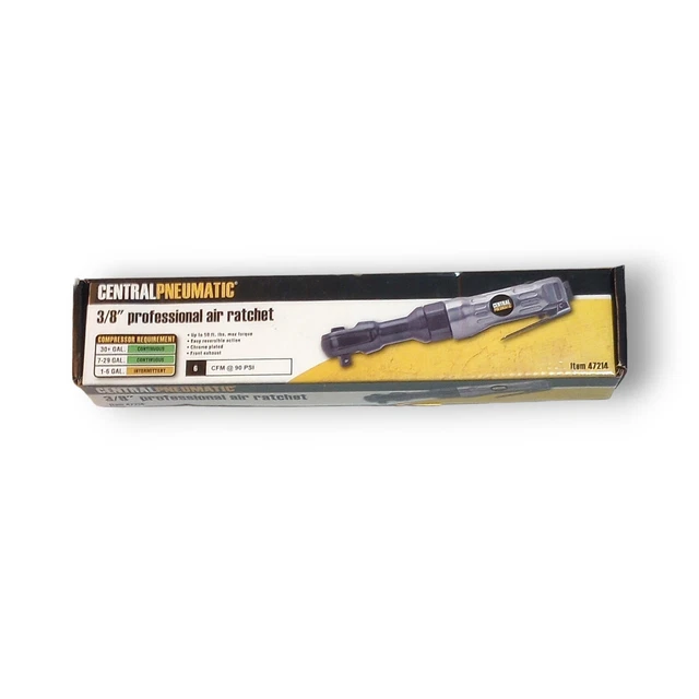3/8" Professional Air Ratchet Wrench Central Pneumatic Item 47214 New Chrome