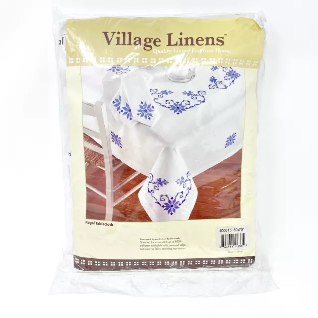 Village Linens Stamped Cross Stitch Tablecloth Kit 100615 Regal Tablecloth 50x70