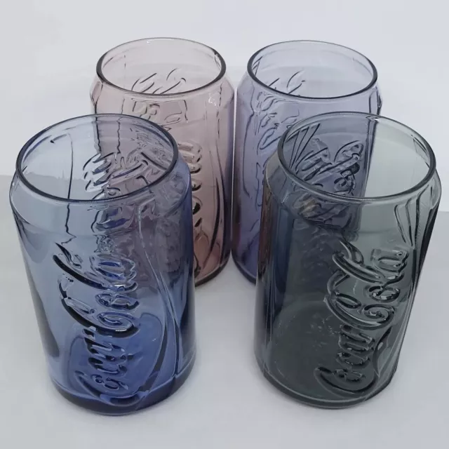 4 Collectable Coke Can Glasses from McDonalds 2017 Coca Cola Promo  - As New 2