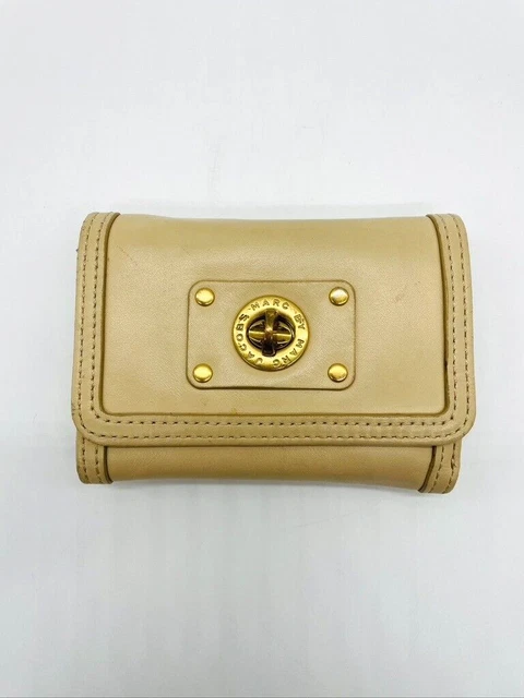 MARC JACOBS Cream Tan Beige TriFold Leather Ladies Wallet 5" X 3-3/4"