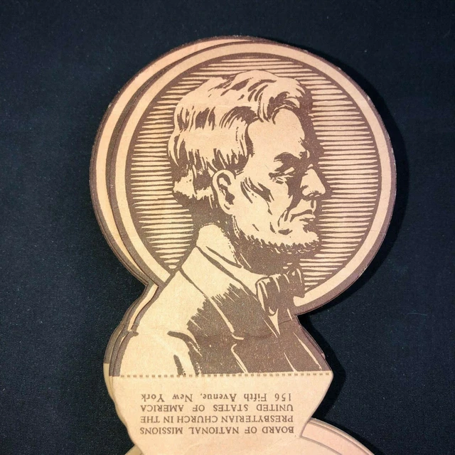 Vtg Presbyterian Mission Abraham Lincoln Head Penny Savings Card Negro Charity