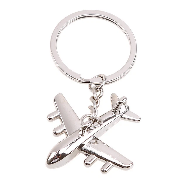 Car Key Chain Plane Keychain Silver Keyring Keyfob Holder Key Ring