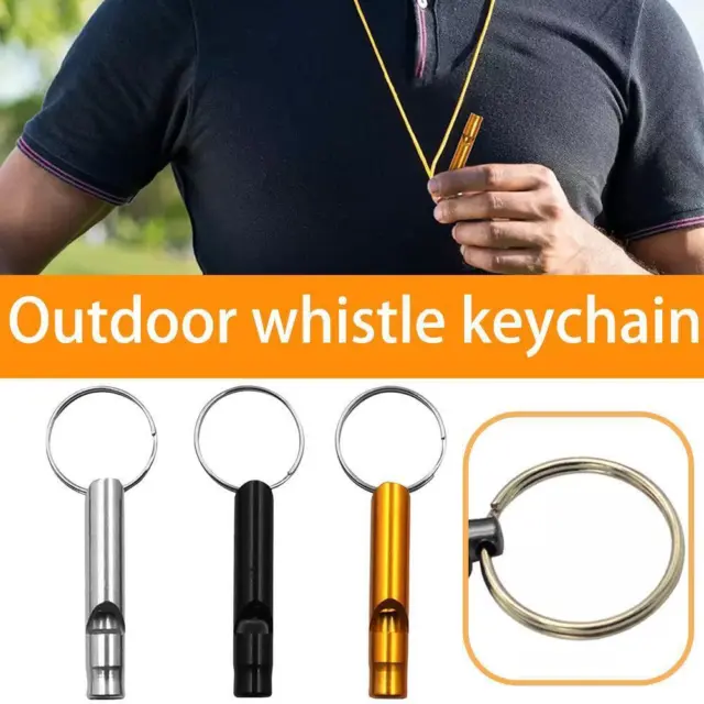 Metal Whistle Pendant With Keychain Keyring For Outdoor Emergency Survival J2D2