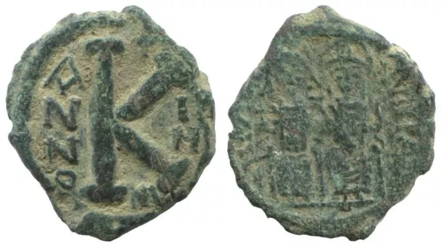 FLAVIUS JUSTINUS II 1/2 FOLLIS Ancient BYZANTINE Coin 5.9g/25mm #AA538.19U