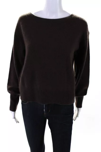 Babaton Womens 100% Cashmere Round Neck Long Sleeve Sweater Coffee Brown Size XS