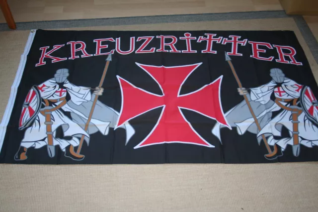 Fahne Flagge 2 Kreuzritter Templer Mittelalter 90 x 150 NEU