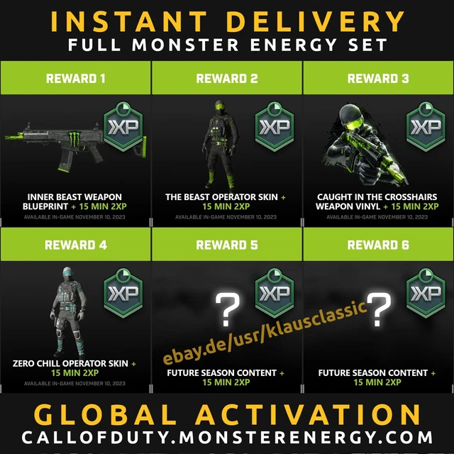 CALL OF DUTY Modern Warfare III MW3 Monster Energy Skin Set Codes + 1HR