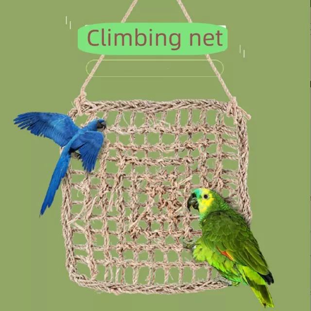 1Pcs 18cm x 18cm Grass Rope Net Pet Bird Climb Net Parrot Climbing Activity Toy 2