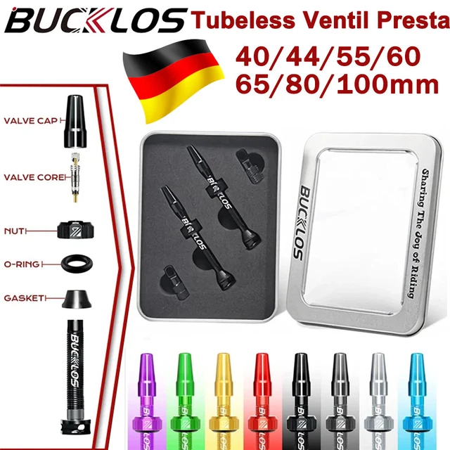 Valves de pneus tubeless Presta 44 mm vélo Vélox rouges (lot de 2