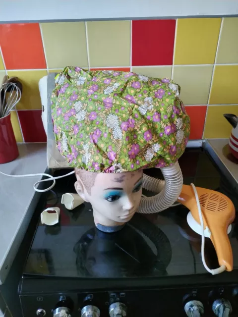 vintage hair dryer ensemble 1970s working with hood