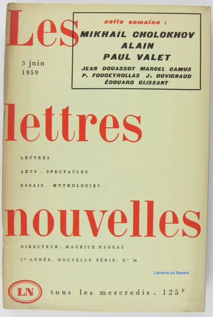 Les lettres nouvelles n°14 Mikhaïl Cholokhov Alain Paul Valet 1959