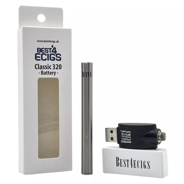 Best4ecigs Classic Battery Pole & Charger E-Cigarette Vape Device - Silver (1pk)