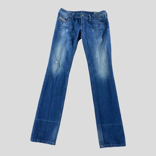 Diesel Jeans Womens 27x32 Lowky Low Rise Slim Straight Distressed Medium Wash