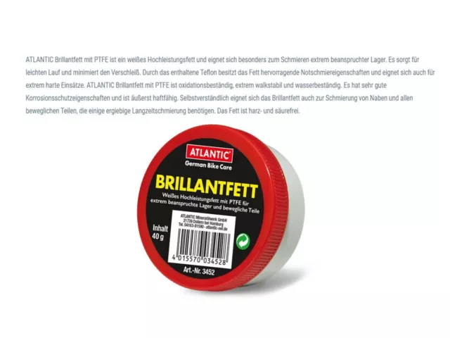 Atlantic Brillant Fett weiß 40g Fahrrad Kugellager Naben Lager Fett Schmierfett