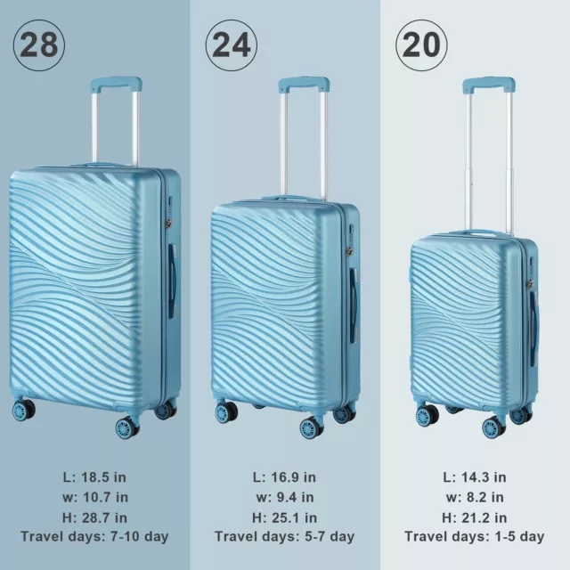 28 in Hard-Shell Suitcase w/TSA Lock Spinner Luggage Set 3 Piece Travel Trolley 2