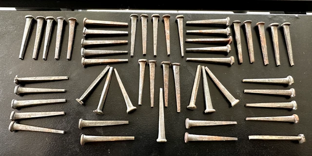 50 1 1/4” Vintage Square 1/4” Head NAILS 1850’s BRADS