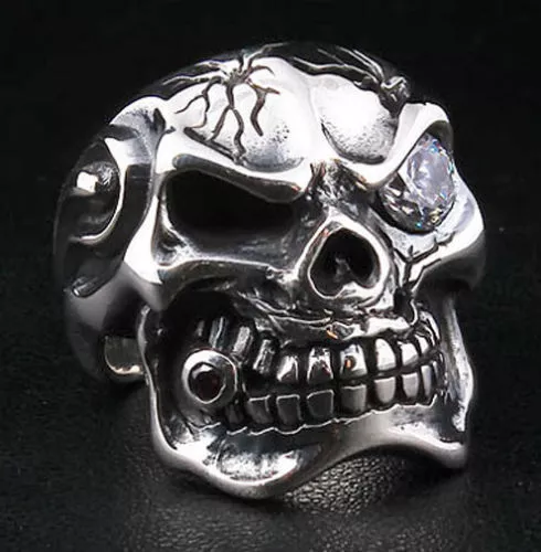 Heavy Mafia Skull 925 Sterling Silver Ring New Mens Biker Rocker Gothic Punk