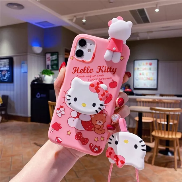 For Samsung S24 S23 S22 S21 S20 S10 Note20 Cute Hello Kitty 3D Phone Holder Case 3