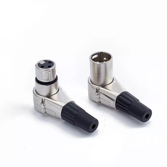 3Pin Right Angle XLR Connector Male Female Micphone Plug Audio Cable ConneA(-)