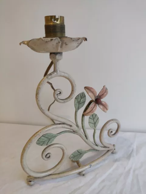 Victorian Table Light Floral Painted Freestand Metal Antique Postage Available