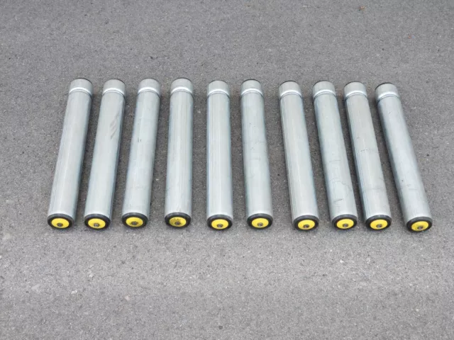 (Lot of 10) Interroll 1700 Series Conveyor Rollers 18" x 63mm M8x1.25 Threads