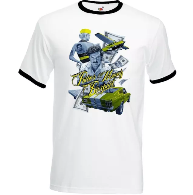 T-shirt Pablo Escobar Money Respect da uomo divertente show televisivo narcos poster cocaina 3