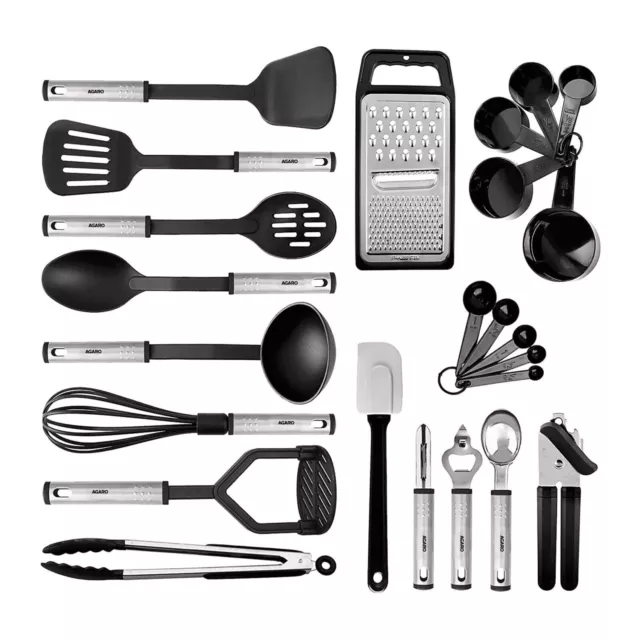 Juego de 24 utensilios de cocina, nailon y acero inoxidable, resistente al...