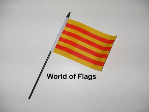 CATALONIA SMALL HAND WAVING FLAG 6" x 4" Spain Spanish Crafts Table Display