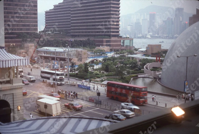 sl70  Original slide 1990's Hong Kong Cultural Ctr double decker bus 276a