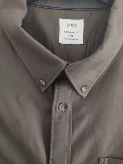 Men's Brown MARKS & SPENCER Oxford Cotton Long Sleeved Shirt 4XL XXXXL BNWOT