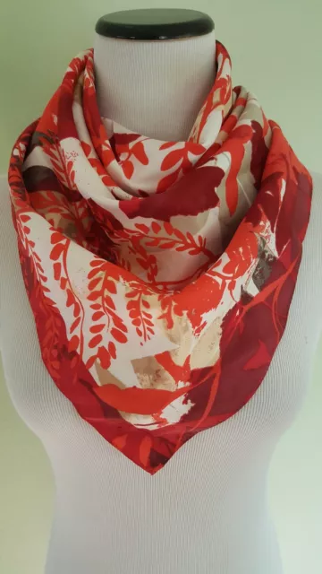 Vince Camuto women's red Rain foliage square scarf 2