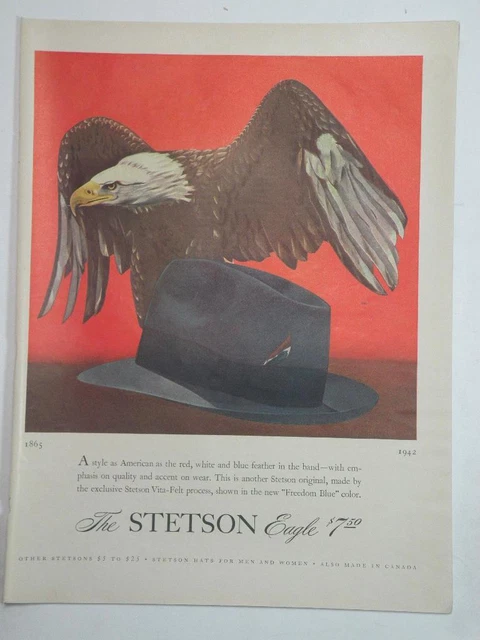 Magazine Ad* - 1942 - Stetson Hats - World War II